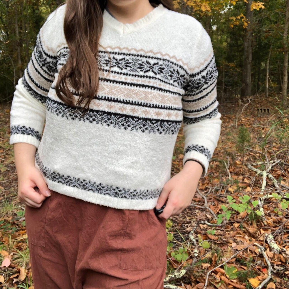 Croft and Barrow M White Soft Cabin Sweater circa Y2k - Picture 3 of 9